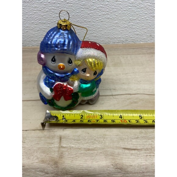 2006 Precious Moments Girl With Snowman Blown Glass Christmas Ornament - Picture 5 of 11